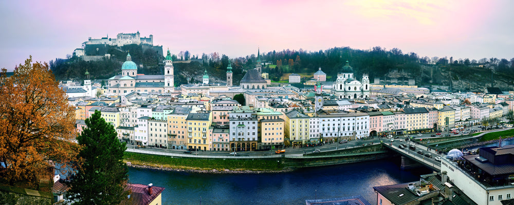 Salzburg old town and fortress above the Salzach River, Austria - fine art photography print by Adam Gormley