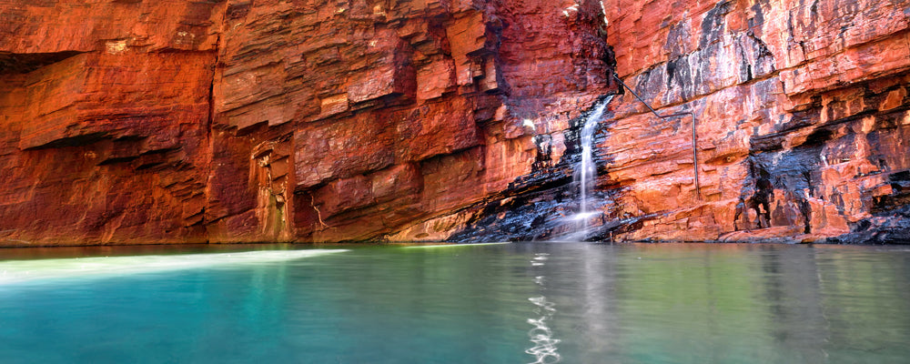 Handrail Pool and waterfall in Weano Gorge, Karijini National Park, Pilbara, Western Australia - fine art photography print by Adam Gormley