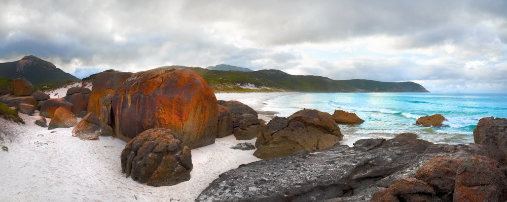 Granite boulders on white sand at Squeaky Beach, Wilsons Promontory, Victoria - fine art photography print by Adam Gormley