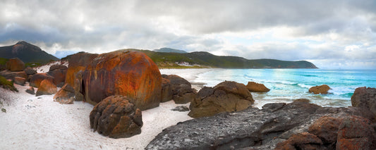 Granite boulders on white sand at Squeaky Beach, Wilsons Promontory, Victoria - fine art photography print by Adam Gormley